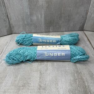 Unger Linaure Blue Turquoise Yarn Lot of 2 Skeins 1 oz each Linen Cotton
